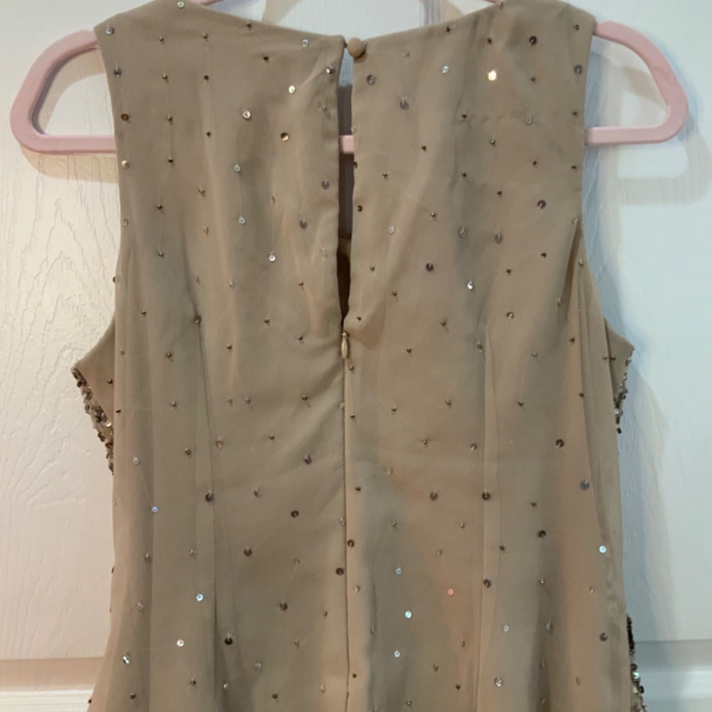 AIDAN MATTOX SEQUIN BEADED FORMAL WEDDING NUDE TANK SIZE M - Picture 6 of 10